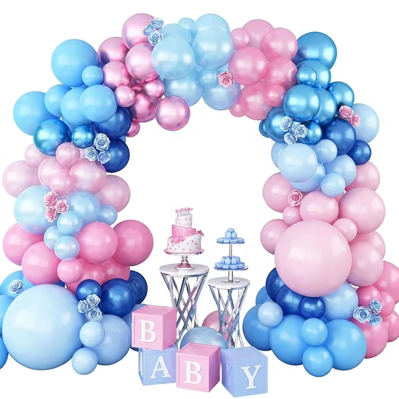 Jongen of meisje babyshower decoratie, gender reveal feestbenodigdheden, ballonnen guirlande kit, roze en blauwe ballonnenboog set