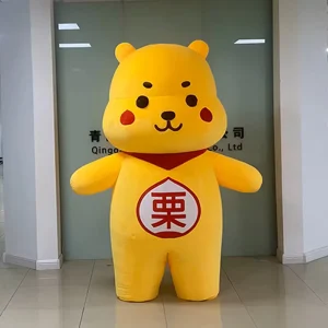 Promozione del Marchio Mascotte Gonfiabile Interattiva a Forma di Orso Giallo Personalizzata per Pubblicità Costume Gonfiabile da Passeggio