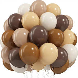 Balon Helium Lateks Coklat Mengkilap 50 PCS 12 Inci Set Ganda untuk Ulang Tahun, Baby Shower, Pernikahan, Pesta Thanksgiving