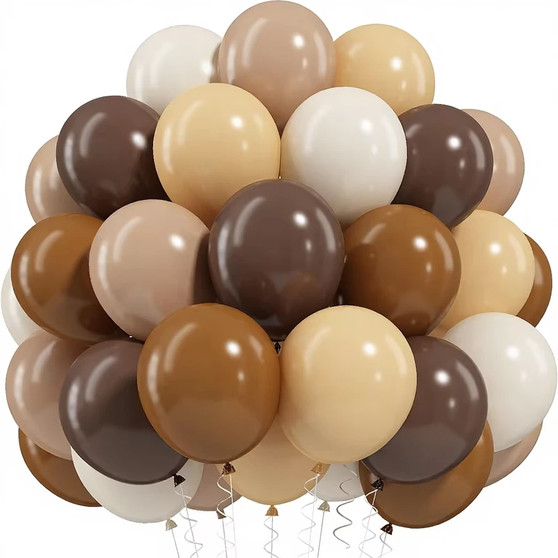 Balões de Látex Glossy Castanho 50 PCS 12 Polegadas, Conjunto Duplo para Aniversário, Chá de Bebé, Casamento, Festas de Ação de Graças