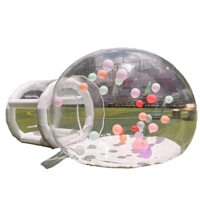 Tente à bulles gonflable avec tunnel pour enfants, tente à bulles pour fête