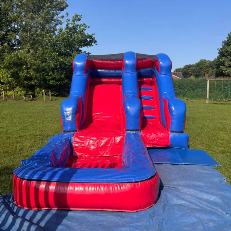 Cầu Trượt Nước Inflatable Thân Thiện Với Ngân Sách 0.55mm PVC 4m*7m 4m*8m Có Quạt Cho Sân Sau Và Sử Dụng Thương Mại Tải Trọng Trên 500kg