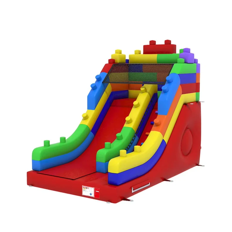 Tobogán de Agua Inflable Temático de Bloques de Construcción de Grado Comercial Colorido para Fiestas de Niños y Alquileres de Eventos