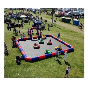 Bumper Cars Inflatable Arena Blow up Racing Track with Bottom Perimeter Race Kids Soft Play Inflatable Bumper Car