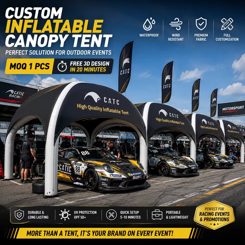 Tenda Acara Inflatable Logo Kustom CATC 400D Oxford Tahan Air Kanopi Iklan Promosi Olahraga Pameran Gazebo