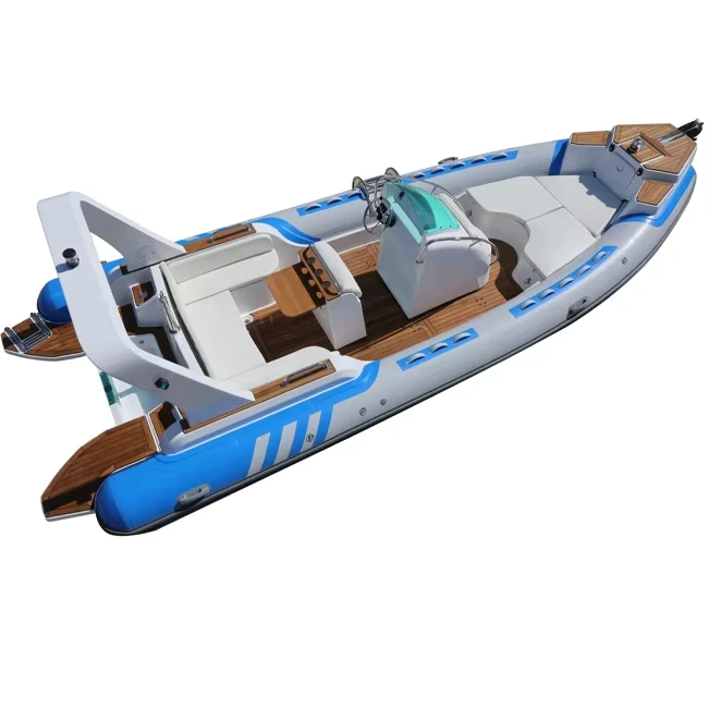 Barca Gonfiabile Rigid Fiberglass V di 23,3 ft, Hypalon PVC, Barca da Pesca RIB con Motore da 200 HP