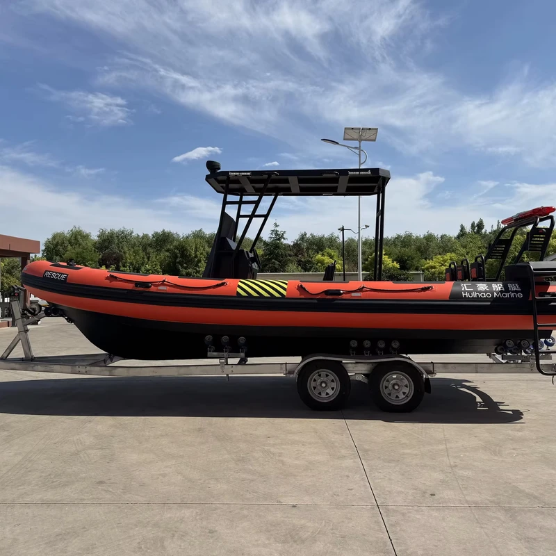 Barco Inflável Rígido de Alta Qualidade de 25 pés 7.6 m em Hypalon PVC com Console Casco de Alumínio Deep-V para Pesca no Oceano com Motor