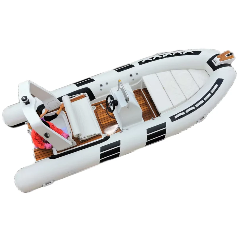 Yacht de sport catamaran gonflable de 16 pieds 480 cm avec coque en fibre de verre et moteur hors-bord à vendre