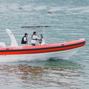 Yacht RIB Mewah Inflatable Fiberglass 22FT untuk 14 Orang, Kapal Penyelamat Kebakaran Ocean Marine