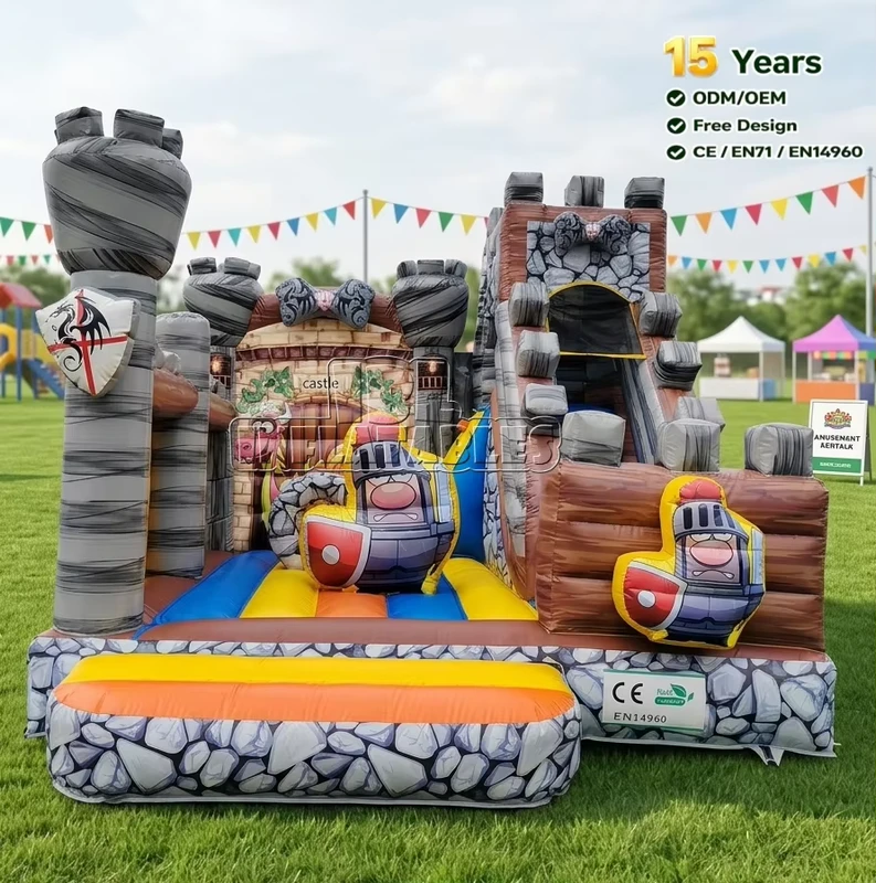 CE Certified Commercial Medieval Knight Castle Inflatable Bounce House Slide Combo PVC Bouncy Castle for Rental Business