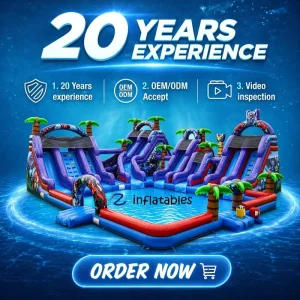 Taman Air Inflatable Raksasa CE EN14960 untuk Anak, Material PVC, Mudah Dipasang