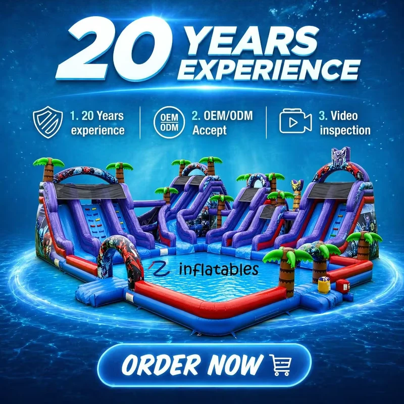 Taman Air Inflatable Raksasa CE EN14960 untuk Anak, Material PVC, Mudah Dipasang
