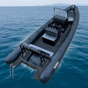 CE Certified REBO Sport Rhib760 SP RIB 760 Hypalon PVC Aluminum Hull Rigid Inflatable Boat Equipped with Engine 25 ft 13 People Capacity