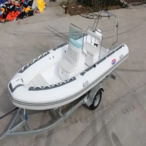 CE Certified Rigid Inflatable RIB 480 Double Hull Glass Fiber Hypalon Fishing Yacht with Outboard Engine