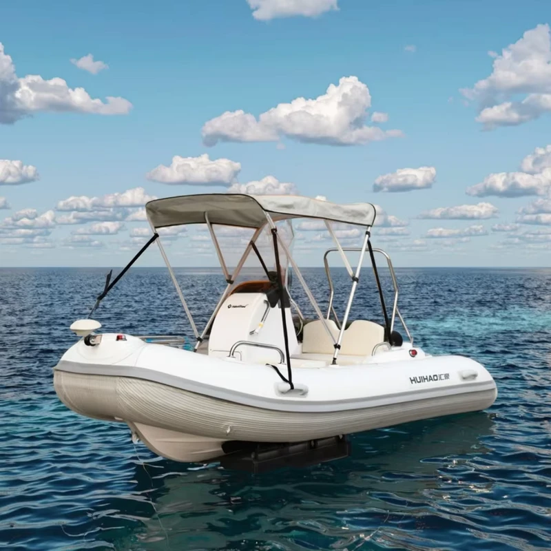 Barco Inflable de Remo para Pesca con Casco de Fibra de Vidrio Rib 330 CE con Motor Fuera de Borda