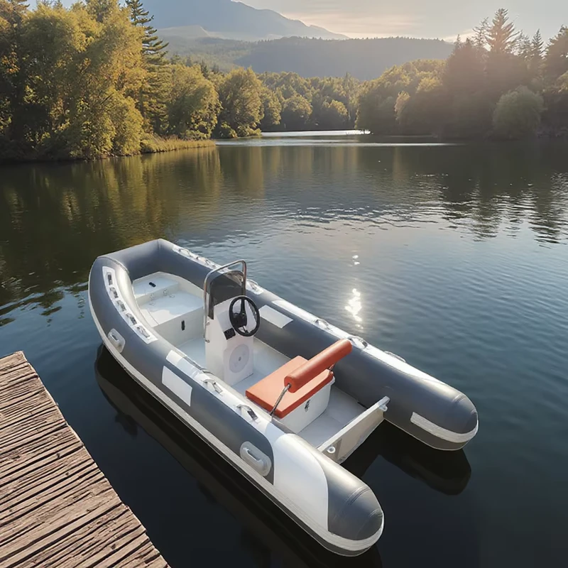 CE Certified 360cm Semi-Rigid RIB 360 Aluminum Deep-V Hull Inflatable Fishing Yacht with Hypalon PVC for Outdoor Exploration Lake Fishing Kayak