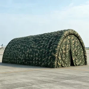 Camouflage Opblaasbare Waterdichte PVC Materiaal Vliegtuig Hangar Tent Luchtkoepel Tunnel Opslagmagazijn Eenvoudige Opstelling voor Luchthavenvoertuig