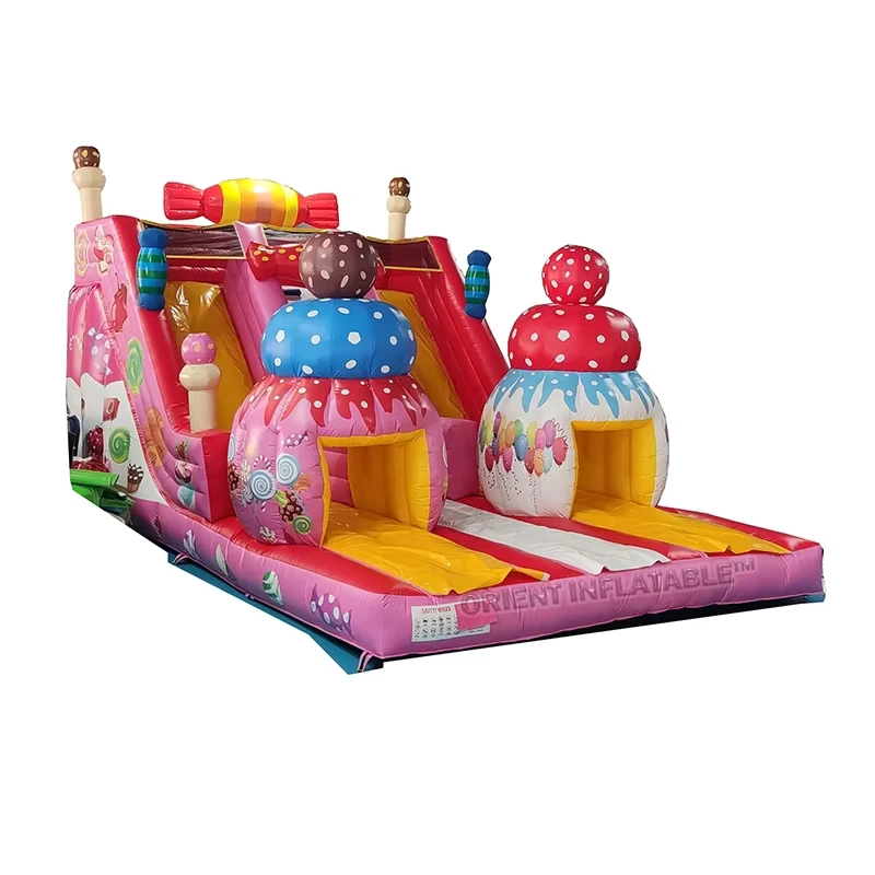 Candy House Party Inflatable Dry Slide for Kids and Adults