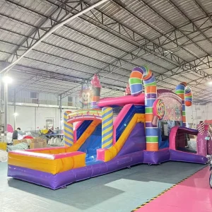Candy Inflatable Bounce House with Slide Combo Commercial Bouncing Castle Inflatable Kids Toys