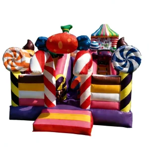 Candy Land Inflatable Bounce House Slide Lollipop Design Eco-Friendly PVC Material >500kg Capacity Commercial Grade