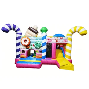 Candy Land Inflatable Bouncy Castle with Slide CE Standard PVC Jumper for Kids Party Rental
