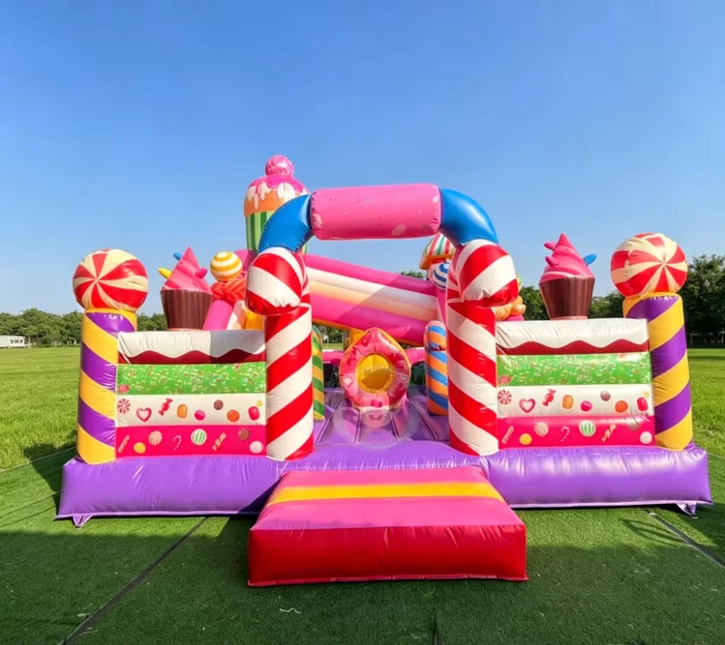 Kastil Inflatable Candy Land, Kastil Bouncy, Rumah Lompat Inflatable, Bouncer Combo Slide