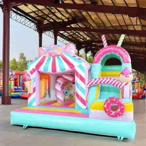 Candy Lollipop Inflatable Bouncy Castle Slide Climbing Wall Lightweight 500KG Capacity Kids Indoor Outdoor Party Home Use