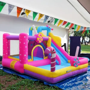 Candy Theme Bounce House Bouncy Castle Inflatable Bouncy Castle with Slide Rental Combo Castle pink Bounce House Rental