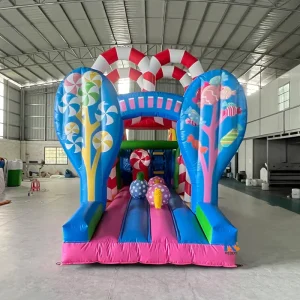 Candy Theme Inflatable Obstacle Course Commercial Inflatable Challenge Game for Kids Party Event Rental