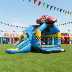 Car Inflatable Combo Bounce House and Wet Dry Slide