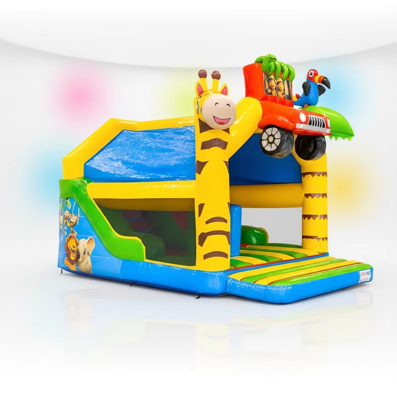 Castillo Inflable Grande con Tema de Coche con Tobogán y Estructura de Juego de Coche para Fiesta al Aire Libre y Parque de Diversiones Infantil