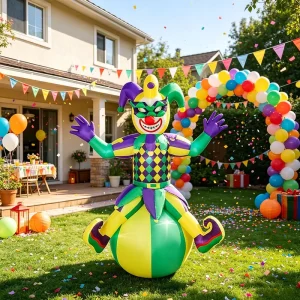 Máscara de Payaso Inflable para Carnaval, Decoración Festiva al Aire Libre, Juguete Inflable LED de Dibujos Animados