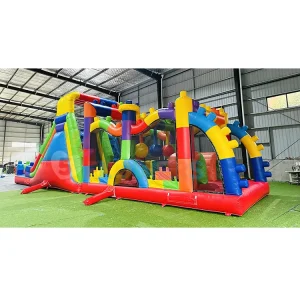 Carnival Games Inflatable Obstacle Course for Adults Kids Castillo Inflable Blocks Bounce House with Slides