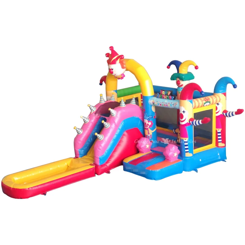 Alquiler de Carnaval, Inflable para Fiestas Infantiles, Trampolín Inflable con Tobogán, Alquiler Comercial, Combinación de Payaso Inflable