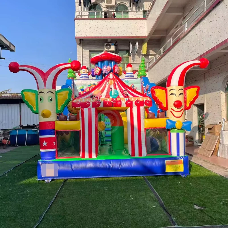 Karnevalsthema Doppelspur Trockerrutsche Clown Karnevalsrutsche Hüpfhausrutsche