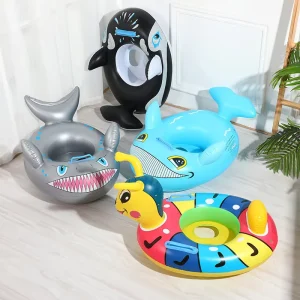 Cartoon Animal Shape Shark Inflatable Kids Float Seat Ride ons Baby Swimming Ring for Toddlers Summer Beach Float Toys