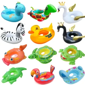 カートゥーン動物型サメPVCインフレータブル子供用スイミングリングフロートシートライドオン（幼児用夏のビーチ）