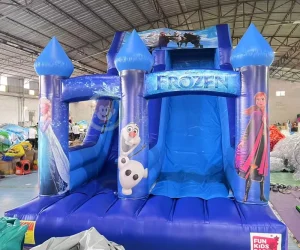 Cartoon Blue Frozen Theme Inflatable Slide Kids Play Commercial Grade Bouncing Inflatable Dry Slide Party Toys
