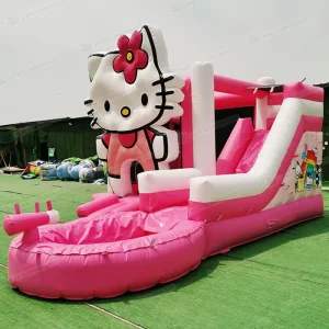 Cartoon Cat Pink Inflatable Bouncer Castle Combo Jumpers Portable PVC for Kids Party Blower Accessory Repair Kits