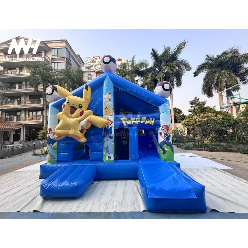 Desain Kartun Kombinasi Rumah Lompat Inflatable Seluncuran PVC Aksesori Perbaikan Raksasa untuk Hiburan Anak-anak