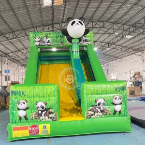 Cartoon Green Panda Inflatable Slide Commercial Inflatable Dry Slide Toys