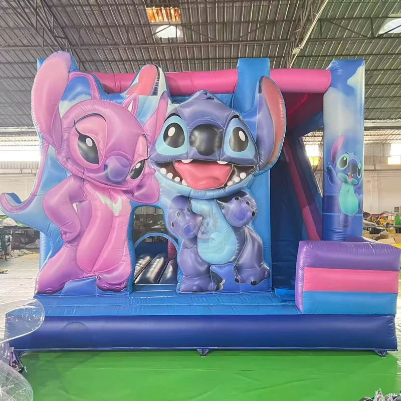 Combo de saut gonflable avec toboggan Cartoon Jouets de saut commerciaux pour enfants Fête de jeu gonflable Moonwalk