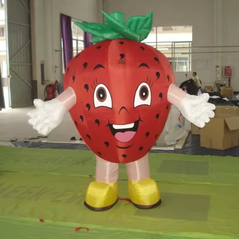Cartoon Inspired Walking Wearable Strawberry Costume Adorable Fruit Mascot Replicas for Moving Advertisements Inflatable Balloon