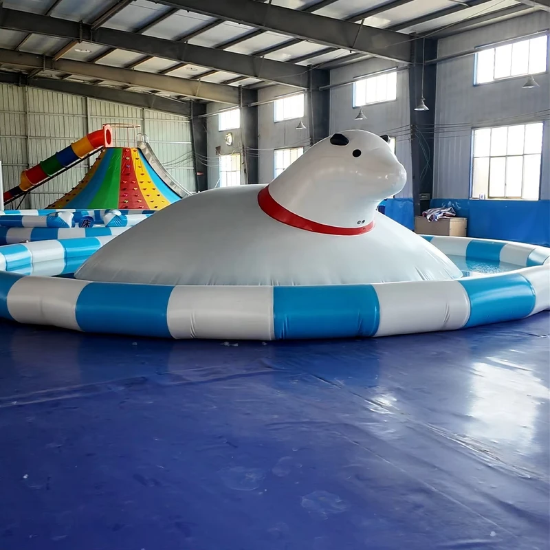 Jouet flottant en PVC en forme d'ours polaire, iceberg d'escalade aquatique gonflable pour parc aquatique extérieur
