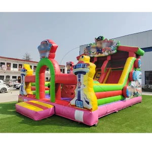 Cartoon Rescue Team Themed Inflatable Bounce Castle with Slide Commercial Colorful Patrol Print Jumping Combo for Kids Parties