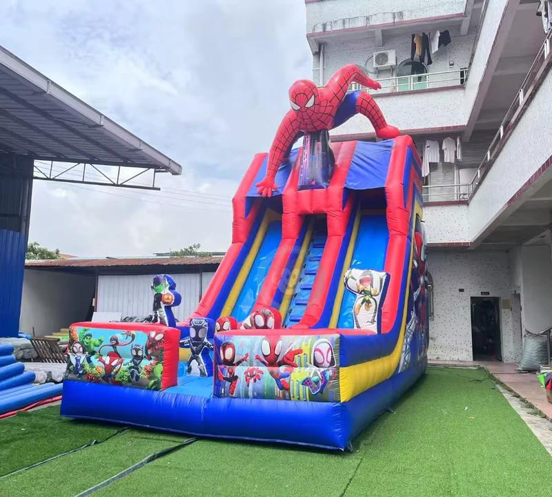Cartoon Spiderman Toys Inflatable Slide Spidy Theme Inflatable Slide Play