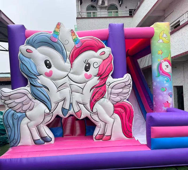 Castello Gonfiabile per Bambini a Tema Unicorno con Scivolo, Combo Commerciale