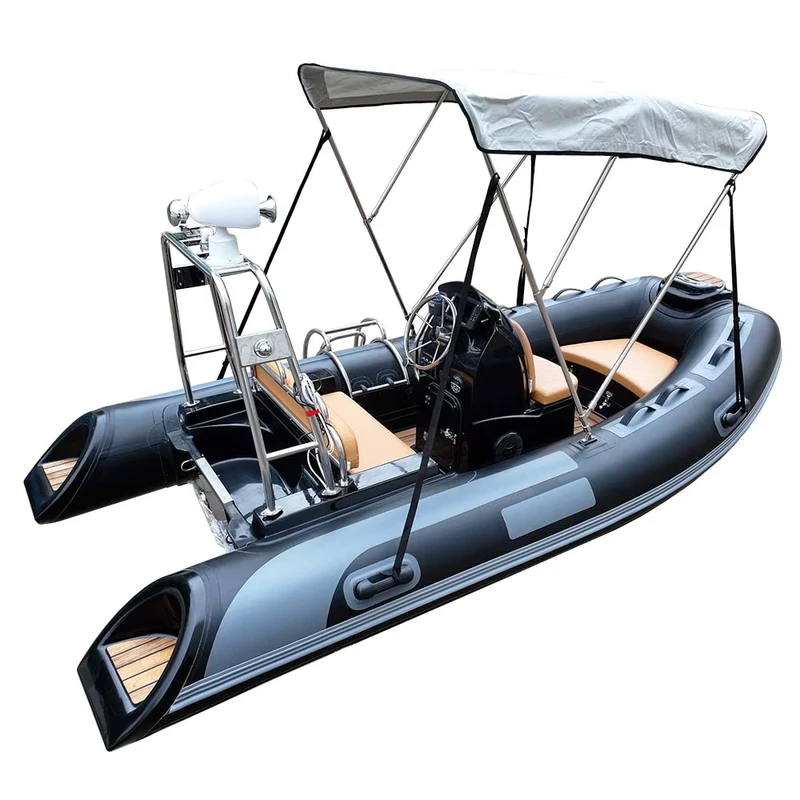 เรือคายัคเป่าลม Hypalon สีดำที่ได้รับการรับรอง CE พร้อมคีลสำหรับผู้โดยสาร 6 คน สำหรับกีฬาและความบันเทิงความเร็วสูง