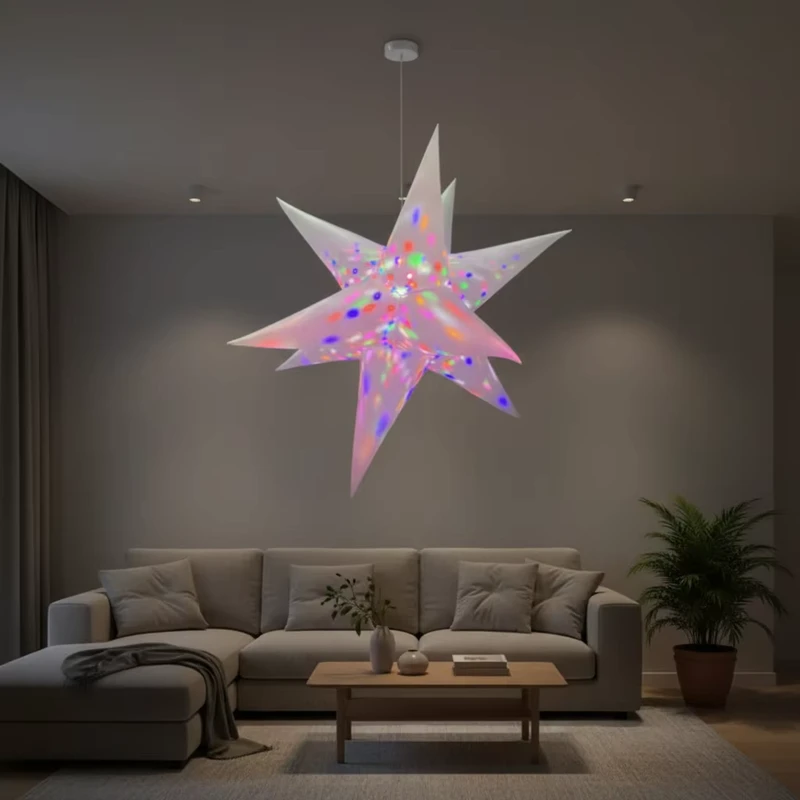 Bóng bay sao bơm hơi LED thay đổi, trang trí tiệc cưới, câu lạc bộ, đèn treo bơm hơi