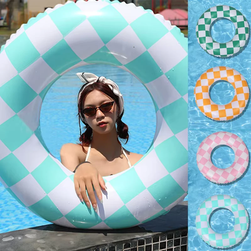 Anello Gonfiabile per Bambini a Righe Cartoon in PVC Ecologico, Tubo Galleggiante Pieghevole da Piscina 80cm per Spiaggia e Esterno